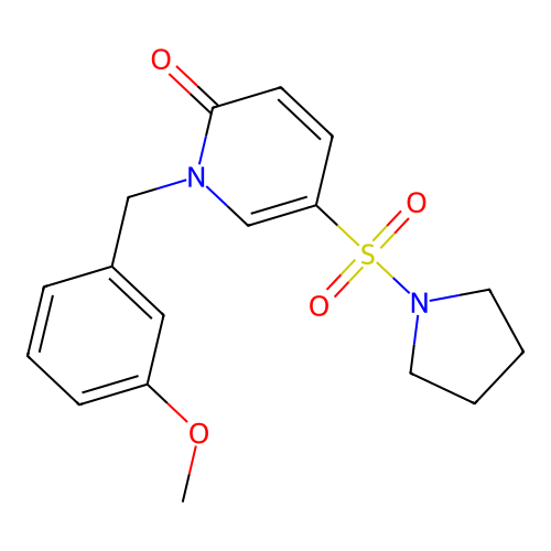 1-(3-methoxybenzyl)-5-(pyrrolidin-1-ylsulfonyl)pyridin-2(1H)-one structure