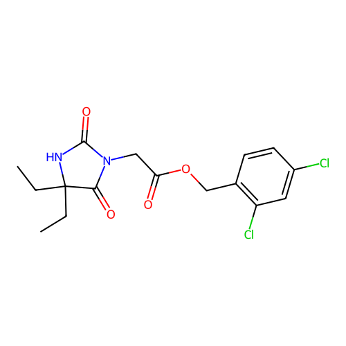(2,4-Dichlorophenyl)methyl 4,4-diethyl-2,5-dioxo-1-imidazolidineacetate structure