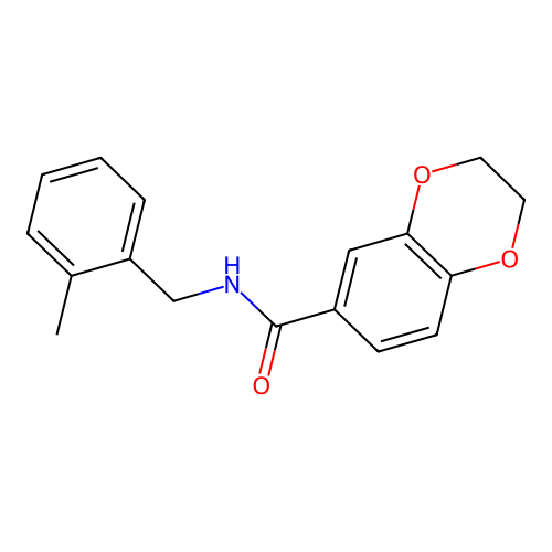 2,3-Dihydro-N-[(2-methylphenyl)methyl]-1,4-benzodioxin-6-carboxamide structure
