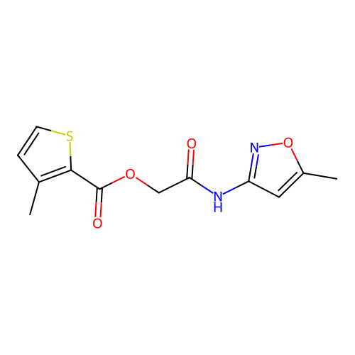[(5-Methyl-1,2-oxazol-3-yl)carbamoyl]methyl 3-methylthiophene-2-carboxylate structure