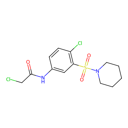 2-chloro-N-[4-chloro-3-(piperidine-1-sulfonyl)phenyl]acetamide structure