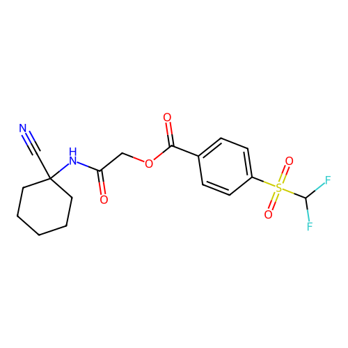 [2-[(1-Cyanocyclohexyl)amino]-2-oxoethyl] 4-(difluoromethylsulfonyl)benzoate structure