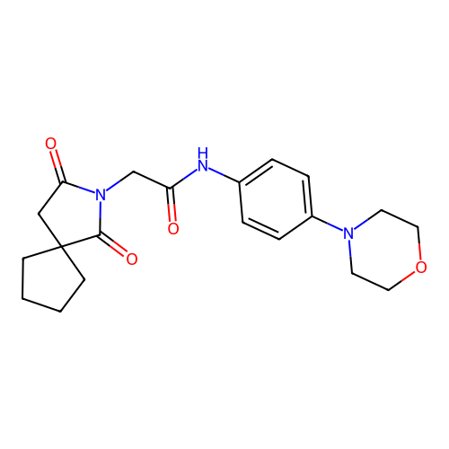 N-[4-(4-Morpholinyl)phenyl]-1,3-dioxo-2-azaspiro[4.4]nonane-2-acetamide structure