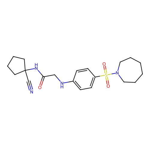 2-{[4-(azepane-1-sulfonyl)phenyl]amino}-N-(1-cyanocyclopentyl)acetamide structure