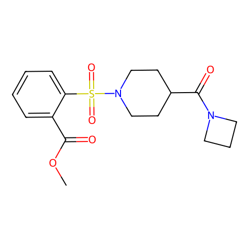 Methyl 2-{[4-(azetidine-1-carbonyl)piperidin-1-yl]sulfonyl}benzoate structure