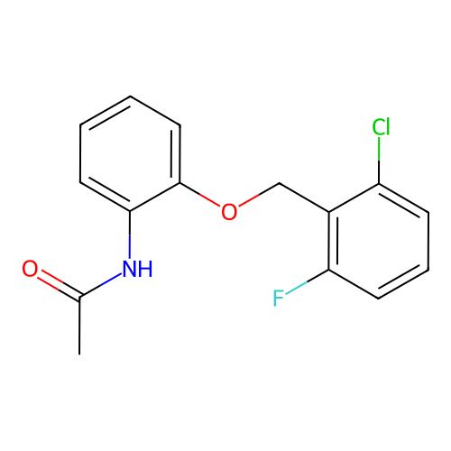 N-{2-[(2-chloro-6-fluorophenyl)methoxy]phenyl}acetamide structure