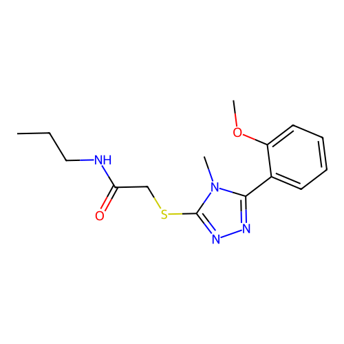 2-{[5-(2-methoxyphenyl)-4-methyl-4H-1,2,4-triazol-3-yl]sulfanyl}-N-propylacetamide structure