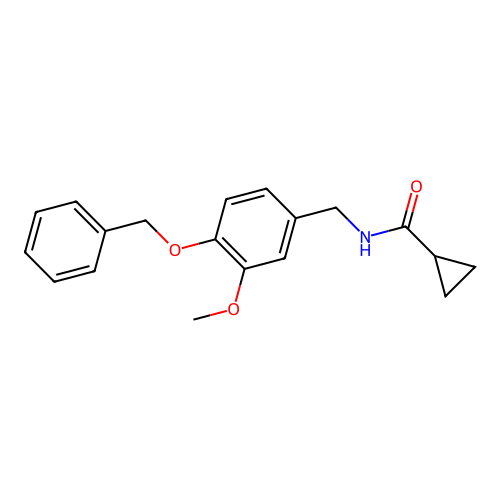 N-[(3-methoxy-4-phenylmethoxyphenyl)methyl]cyclopropanecarboxamide structure