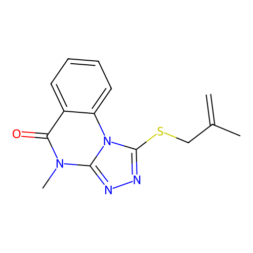 4-methyl-1-((2-methylallyl)thio)-[1,2,4]triazolo[4,3-a]quinazolin-5(4H)-one structure