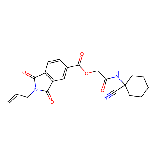 [(1-cyanocyclohexyl)carbamoyl]methyl 1,3-dioxo-2-(prop-2-en-1-yl)-2,3-dihydro-1H-isoindole-5-carboxylate structure