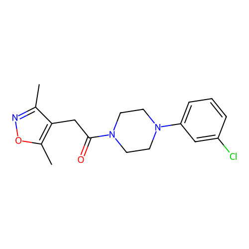 1-[4-(3-Chlorophenyl)piperazin-1-yl]-2-(3,5-dimethyl-1,2-oxazol-4-yl)ethanone structure