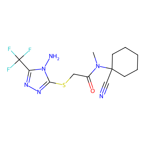 2-[[4-amino-5-(trifluoromethyl)-1,2,4-triazol-3-yl]sulfanyl]-N-(1-cyanocyclohexyl)-N-methylacetamide structure