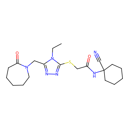 N-(1-cyanocyclohexyl)-2-({4-ethyl-5-[(2-oxoazepan-1-yl)methyl]-4H-1,2,4-triazol-3-yl}sulfanyl)acetamide structure