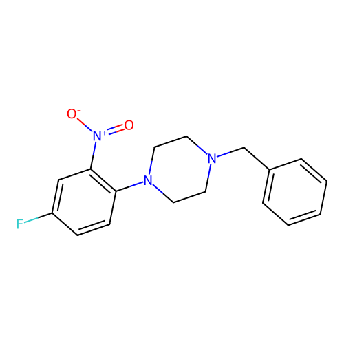 1-Benzyl-4-(4-fluoro-2-nitrophenyl)piperazine structure