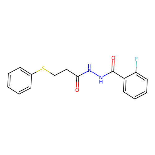 2-fluoro-N'-(3-phenylsulfanylpropanoyl)benzohydrazide structure