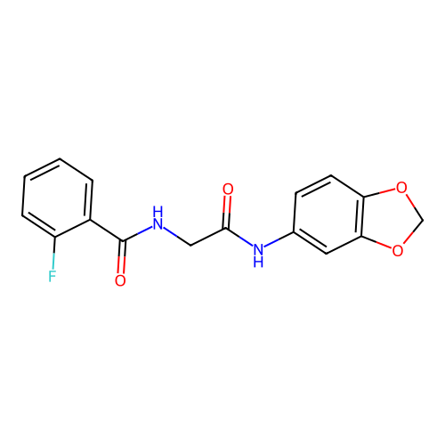 N-[2-(1,3-benzodioxol-5-ylamino)-2-oxoethyl]-2-fluorobenzamide structure