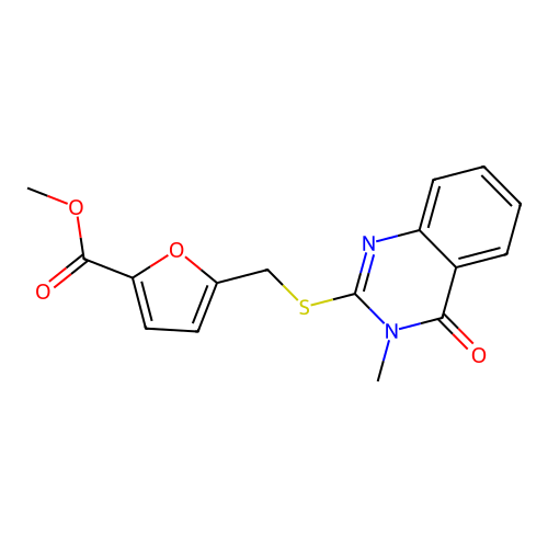 Methyl 5-[(3-methyl-4-oxoquinazolin-2-yl)sulfanylmethyl]furan-2-carboxylate structure