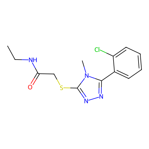 2-{[5-(2-chlorophenyl)-4-methyl-4H-1,2,4-triazol-3-yl]sulfanyl}-N-ethylacetamide structure