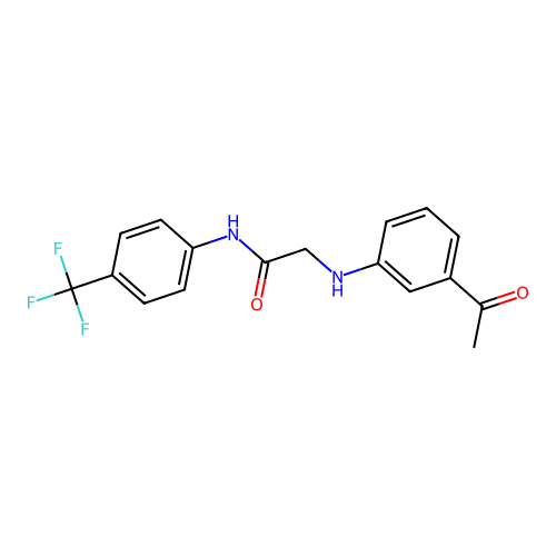 2-[(3-acetylphenyl)amino]-N-[4-(trifluoromethyl)phenyl]acetamide structure