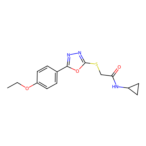 N-cyclopropyl-2-[[5-(4-ethoxyphenyl)-1,3,4-oxadiazol-2-yl]sulfanyl]acetamide structure