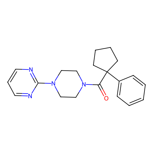 Phenylcyclopentyl 4-pyrimidin-2-ylpiperazinyl ketone structure