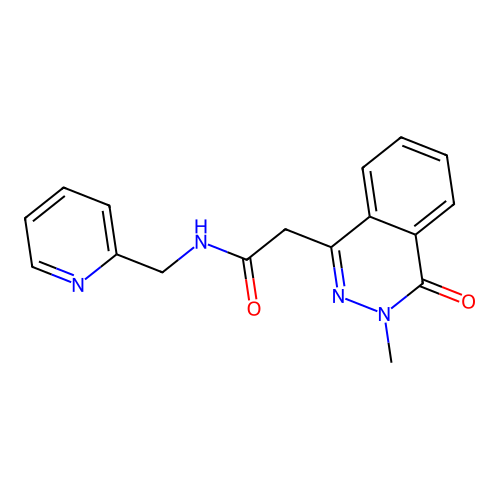 2-(3-methyl-4-oxo-3,4-dihydrophthalazin-1-yl)-N-(pyridin-2-ylmethyl)acetamide structure