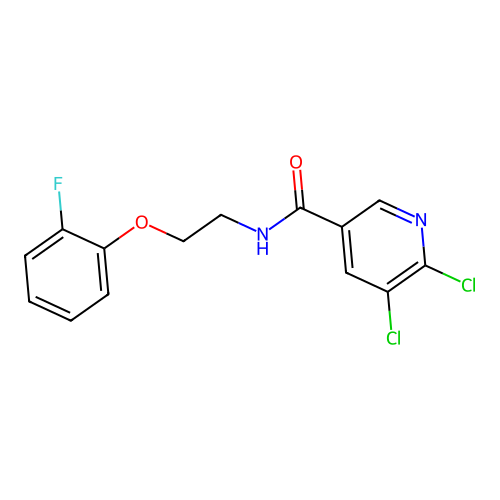 5,6-dichloro-N-[2-(2-fluorophenoxy)ethyl]pyridine-3-carboxamide structure