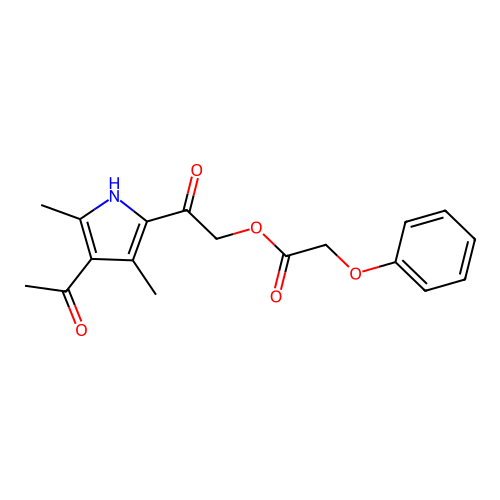 [2-(4-acetyl-3,5-dimethyl-1H-pyrrol-2-yl)-2-oxoethyl] 2-phenoxyacetate structure