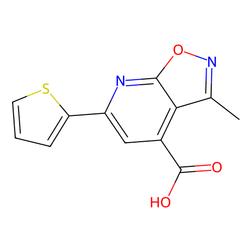 3-Methyl-6-(thiophen-2-yl)-[1,2]oxazolo[5,4-b]pyridine-4-carboxylic acid structure