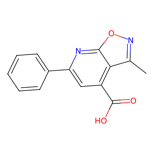 3-Methyl-6-phenyl-(1,2)oxazolo(5,4-b)pyridine-4-carboxylic acid structure