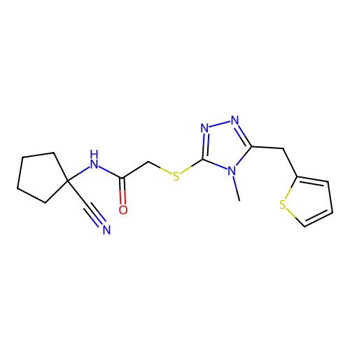 N-(1-cyanocyclopentyl)-2-({4-methyl-5-[(thiophen-2-yl)methyl]-4H-1,2,4-triazol-3-yl}sulfanyl)acetamide structure