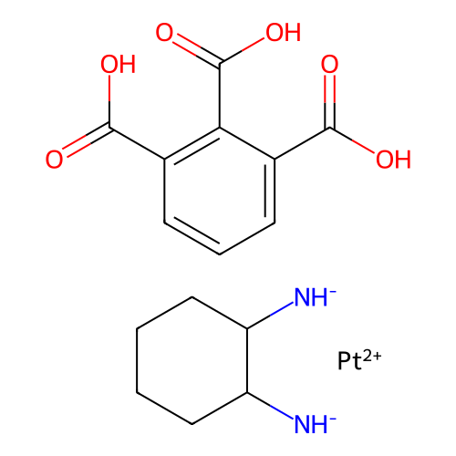 Platinate(1-),2,3-benzenetricarboxylato(3-)-O(1),O(2))(1,2-cyclohexanediamine-N,N')-, hydrogen, (SP-4-3)- structure