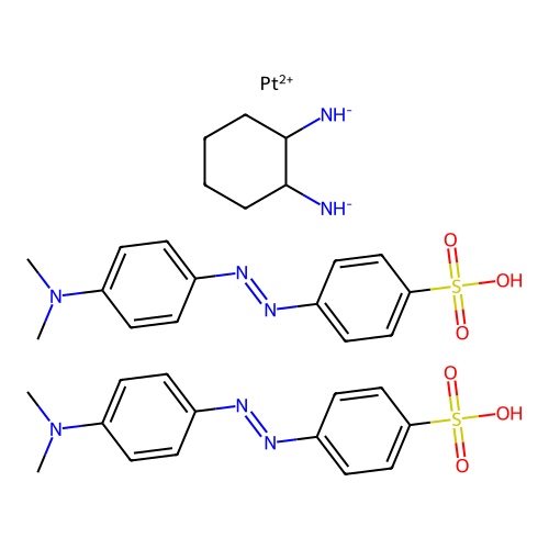 Platinum,2-cyclohexanediamine-N,N')bis(4-[[4-(dimethylamino)phenyl]azo]benzenesulfonato-O]-, (SP-4-2)- structure