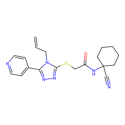 N-(1-cyanocyclohexyl)-2-[(4-prop-2-enyl-5-pyridin-4-yl-1,2,4-triazol-3-yl)sulfanyl]acetamide structure