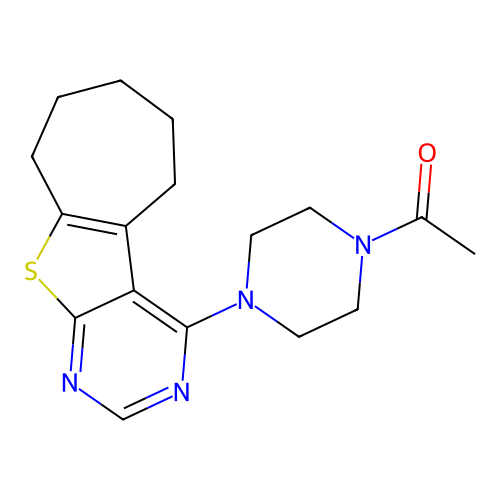 1-(4-{8-thia-4,6-diazatricyclo[7.5.0.0,2,7]tetradeca-1(9),2,4,6-tetraen-3-yl}piperazin-1-yl)ethan-1-one structure