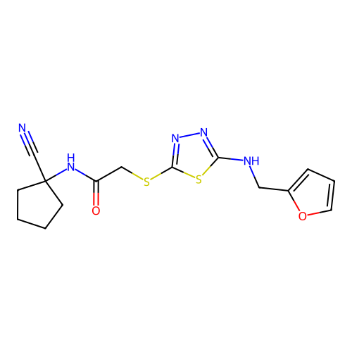 N-(1-cyanocyclopentyl)-2-[(5-{[(furan-2-yl)methyl]amino}-1,3,4-thiadiazol-2-yl)sulfanyl]acetamide structure