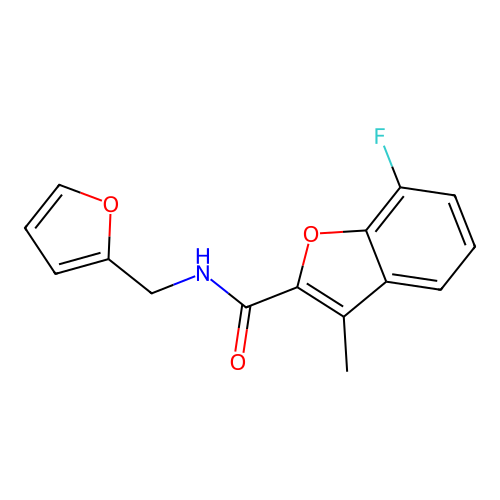 7-fluoro-N-(furan-2-ylmethyl)-3-methyl-1-benzofuran-2-carboxamide structure