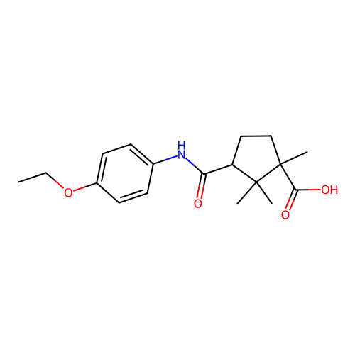 3-[(4-Ethoxyphenyl)carbamoyl]-1,2,2-trimethylcyclopentanecarboxylic acid structure