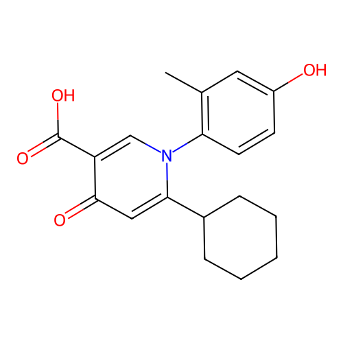 1,4-Dihydro-6-cyclohexyl-1-(4-hydroxy-2-methylphenyl)-4-oxo-3-pyridinecarboxylic acid structure