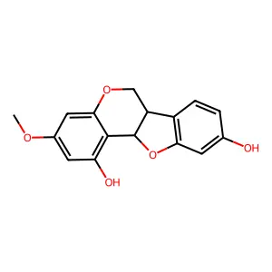 (6Ar,11ar)-3-methoxy-6a,11a-dihydro-6h-(1)benzoxolo(3,2-c)chromene-1,9-diol structure
