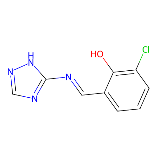 2-chloro-6-(1H-1,2,4-triazol-5-yliminomethyl)phenol structure