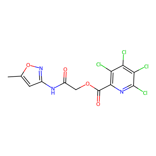 [(5-methyl-1,2-oxazol-3-yl)carbamoyl]methyl 3,4,5,6-tetrachloropyridine-2-carboxylate structure