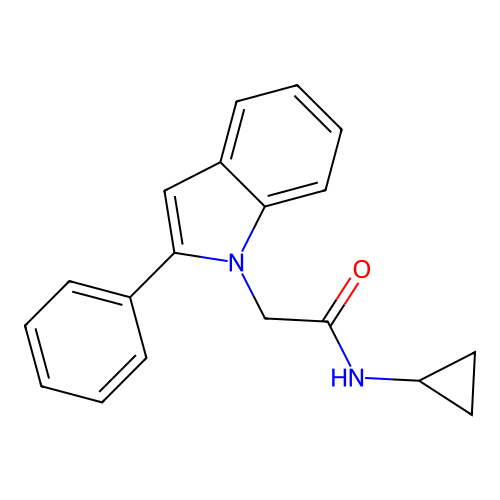 N-cyclopropyl-2-(2-phenyl-1H-indol-1-yl)acetamide structure