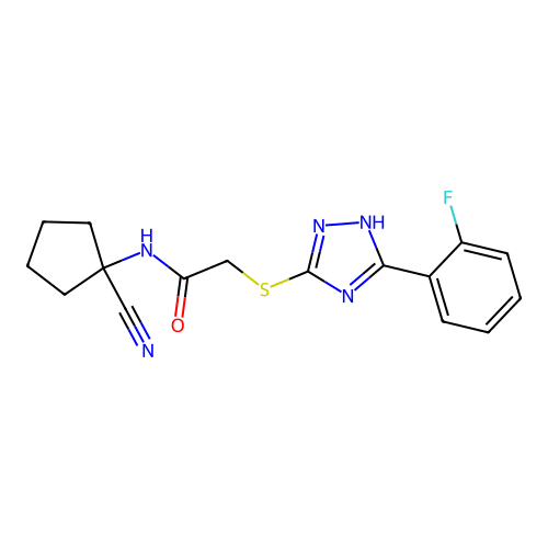 N-(1-cyanocyclopentyl)-2-{[3-(2-fluorophenyl)-1H-1,2,4-triazol-5-yl]sulfanyl}acetamide structure