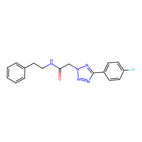 2-[5-(4-fluorophenyl)-2H-tetrazol-2-yl]-N-(2-phenylethyl)acetamide structure