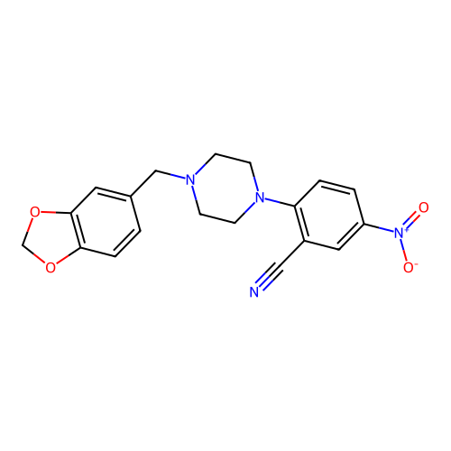2-[4-(1,3-Benzodioxol-5-ylmethyl)piperazin-1-yl]-5-nitrobenzonitrile structure