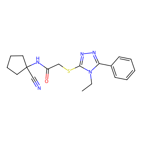 N-(1-cyanocyclopentyl)-2-[(4-ethyl-5-phenyl-4H-1,2,4-triazol-3-yl)sulfanyl]acetamide structure