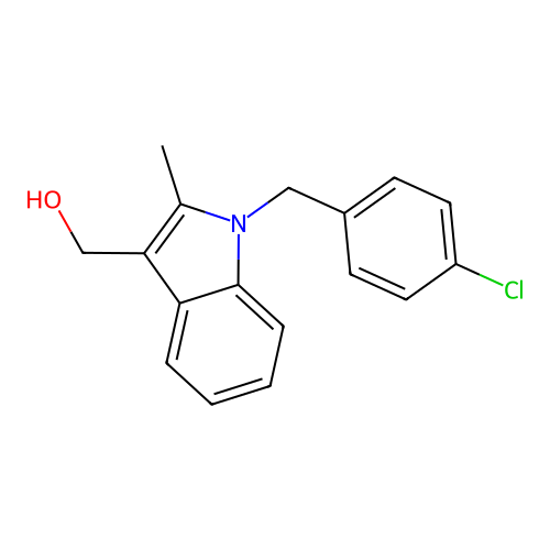 [1-(4-chlorobenzyl)-2-methyl-1H-indol-3-yl]methanol structure