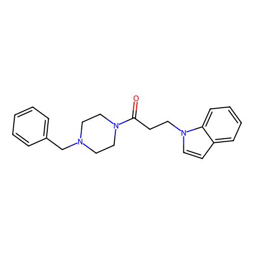 1-(4-benzylpiperazin-1-yl)-3-(1H-indol-1-yl)propan-1-one structure