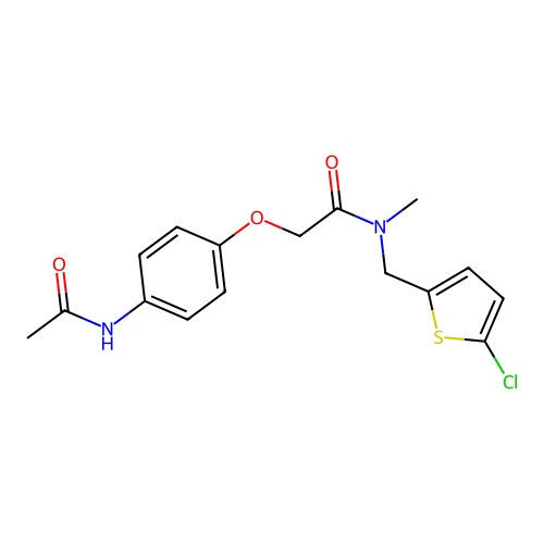 N-[(5-chlorothiophen-2-yl)methyl]-2-(4-acetamidophenoxy)-N-methylacetamide structure